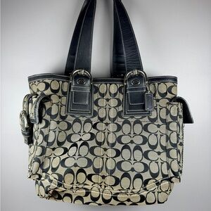 Coach Black and Tan Signature CC Tote CO6Q 10079 Original Hangtag silver